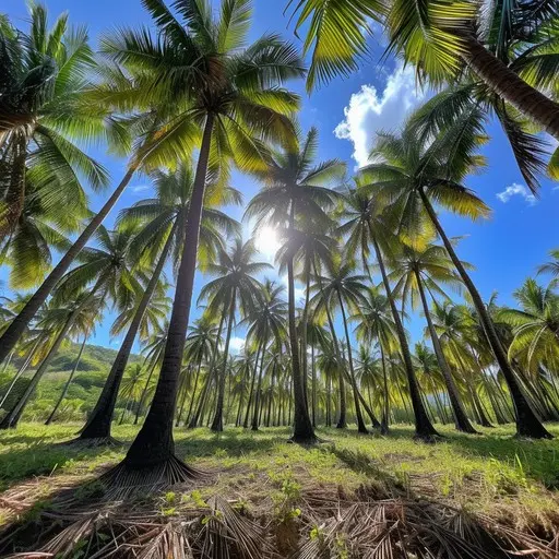 Coconut plantation on managed agricultural land in Hyderabad