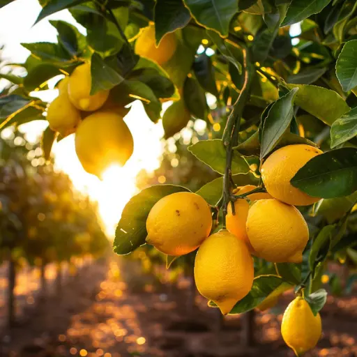 Lemon plantation orchard on managed agricultural land in Hyderabad