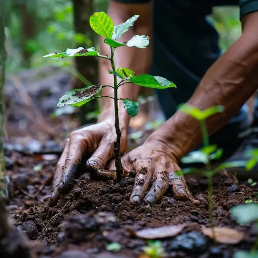 Planting a young sapling in fertile agricultural land for sale in Hyderabad